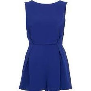Topshop Royal Blue Backless Romper Playsuit with Lace Detail